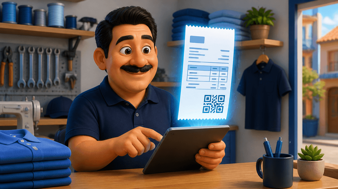 Negocio emitiendo un CFDI digital desde Cuentafy, con el comprobante listo para el cliente.